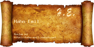 Hahn Emil névjegykártya